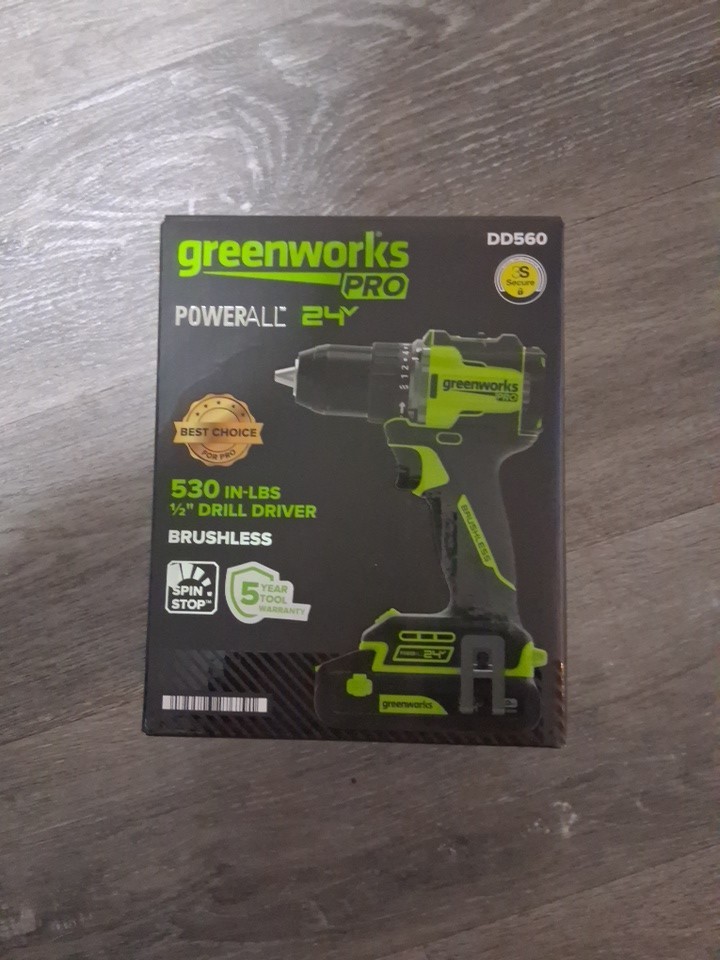 Greenworks Pro 530 In-Lbs 1/2 Drill Driver Brushless Charger & Battery Included