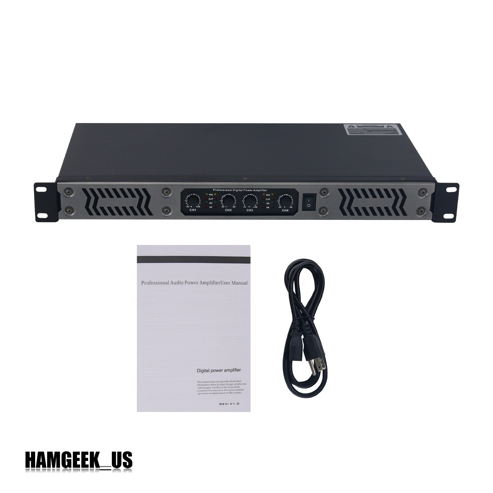 Portable 700Wx4 4-Channel Digital Power Amplifier 1U High Power Pure Rear-stage