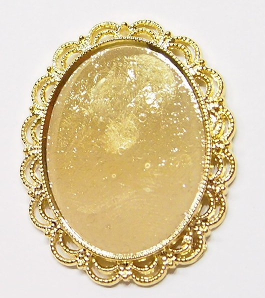 4 of 40x30mm Gold Victorian Vertical /Horizontal Lacey Ribbon Pendant Settings