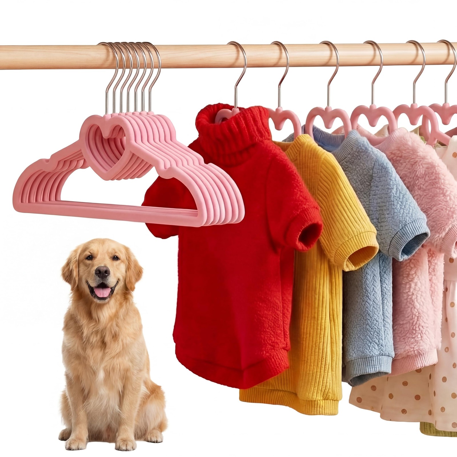 Pink Dog Clothes Hangers 13 Inch NonSlip 360 Swivel Velvet Pet Rack 24 PCS