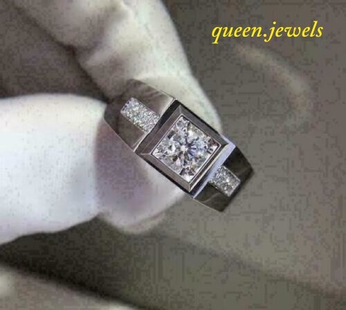 1.94CT Round Cut Lab Created Diamond Men's Wedding Ring 14K White Gold Finish