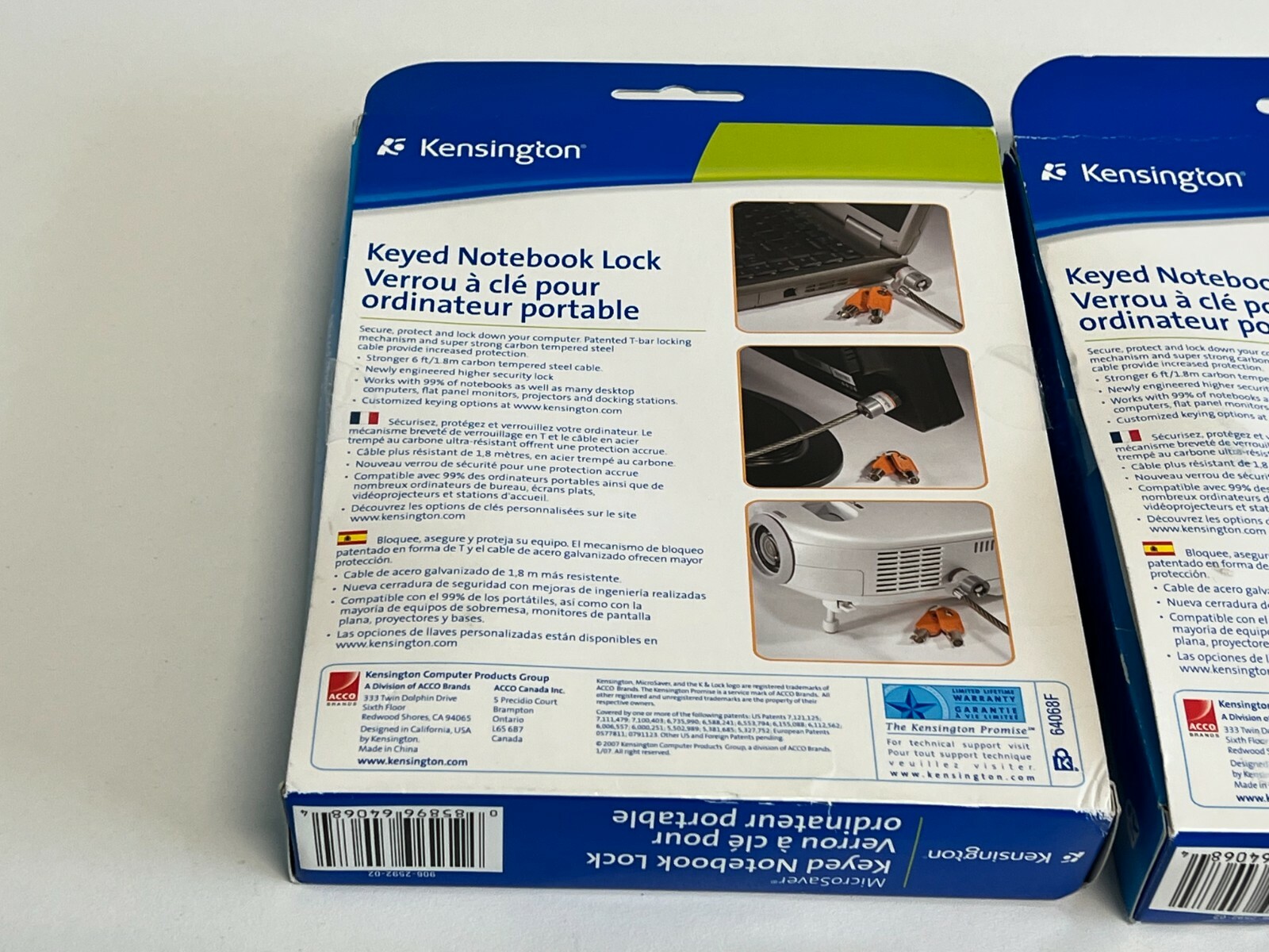 PP12: 2x Kensington MicroSaver Notebook Security Cable W Key Lock #906-2592-02
