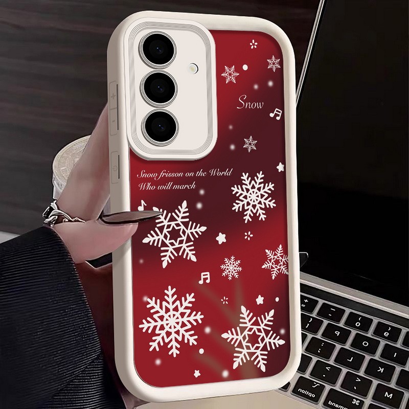 Snowflake Xmas Case For Samsung Galaxy S25 FE Edge S24 Ultra S23 S22 Phone Cover