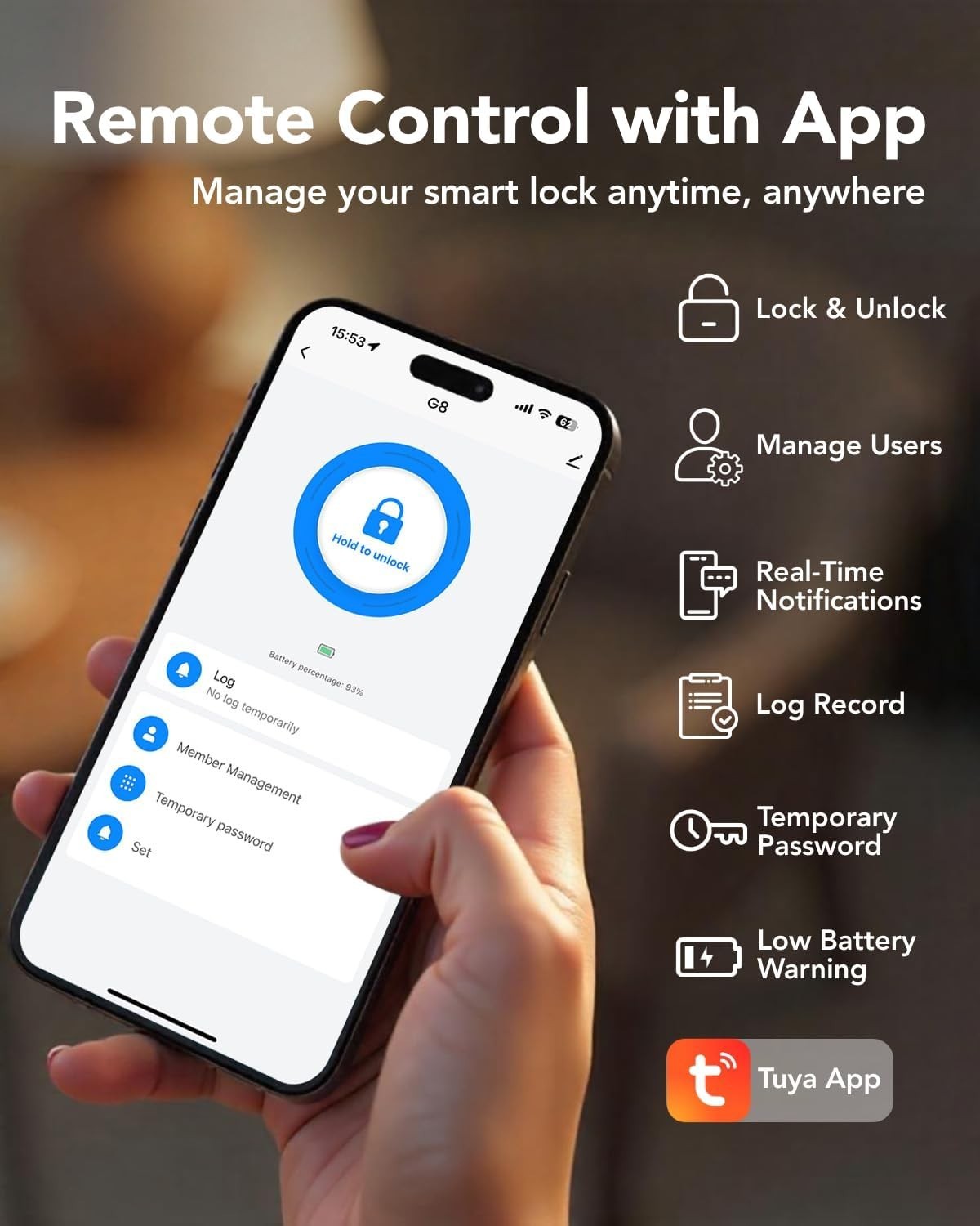 Keyless Entry Deadbolt,Built-in Wi-Fi&APP Control,Smart & Secure Front Door Lock