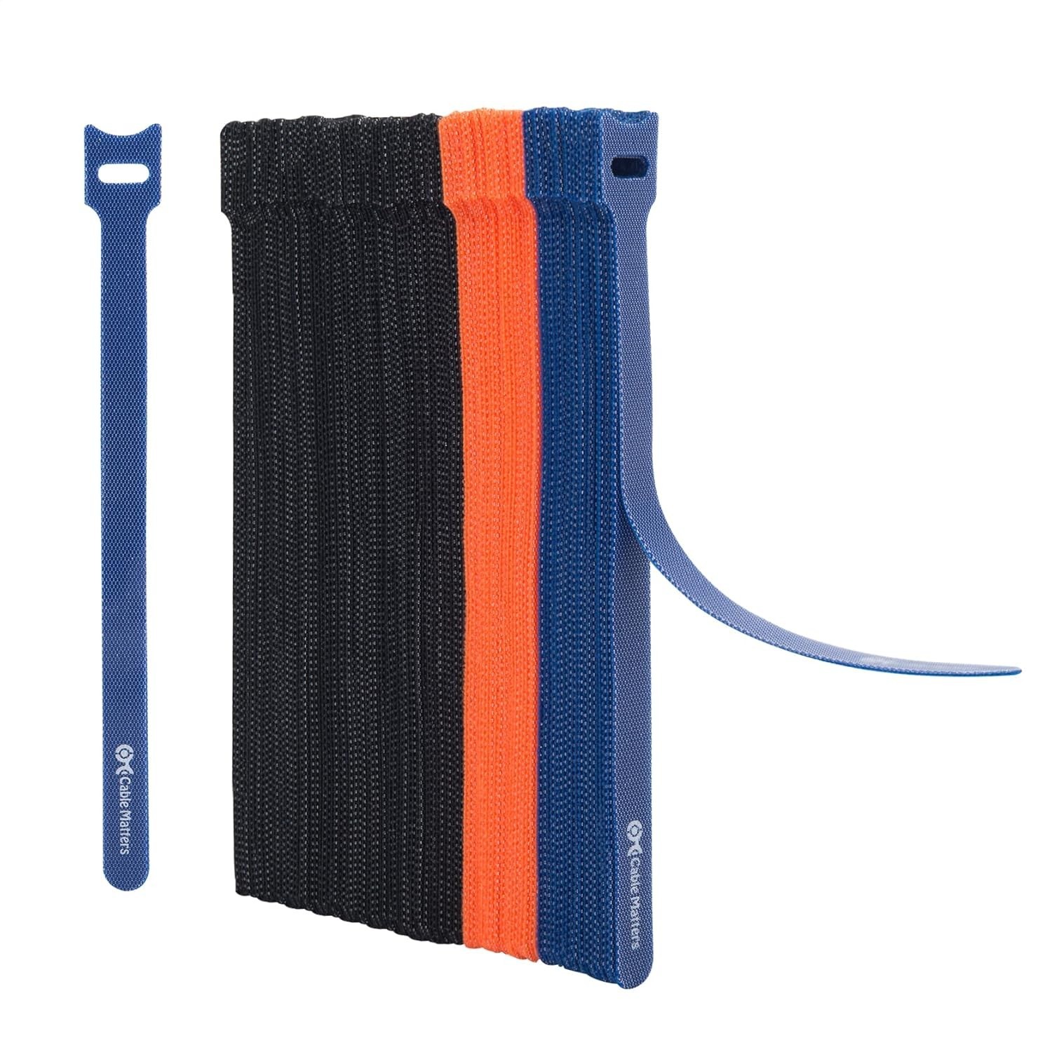 Cable Matters 100-Pack 8-inch Hook-and-Loop Reusable Wire Ties/Cable Ties with 4
