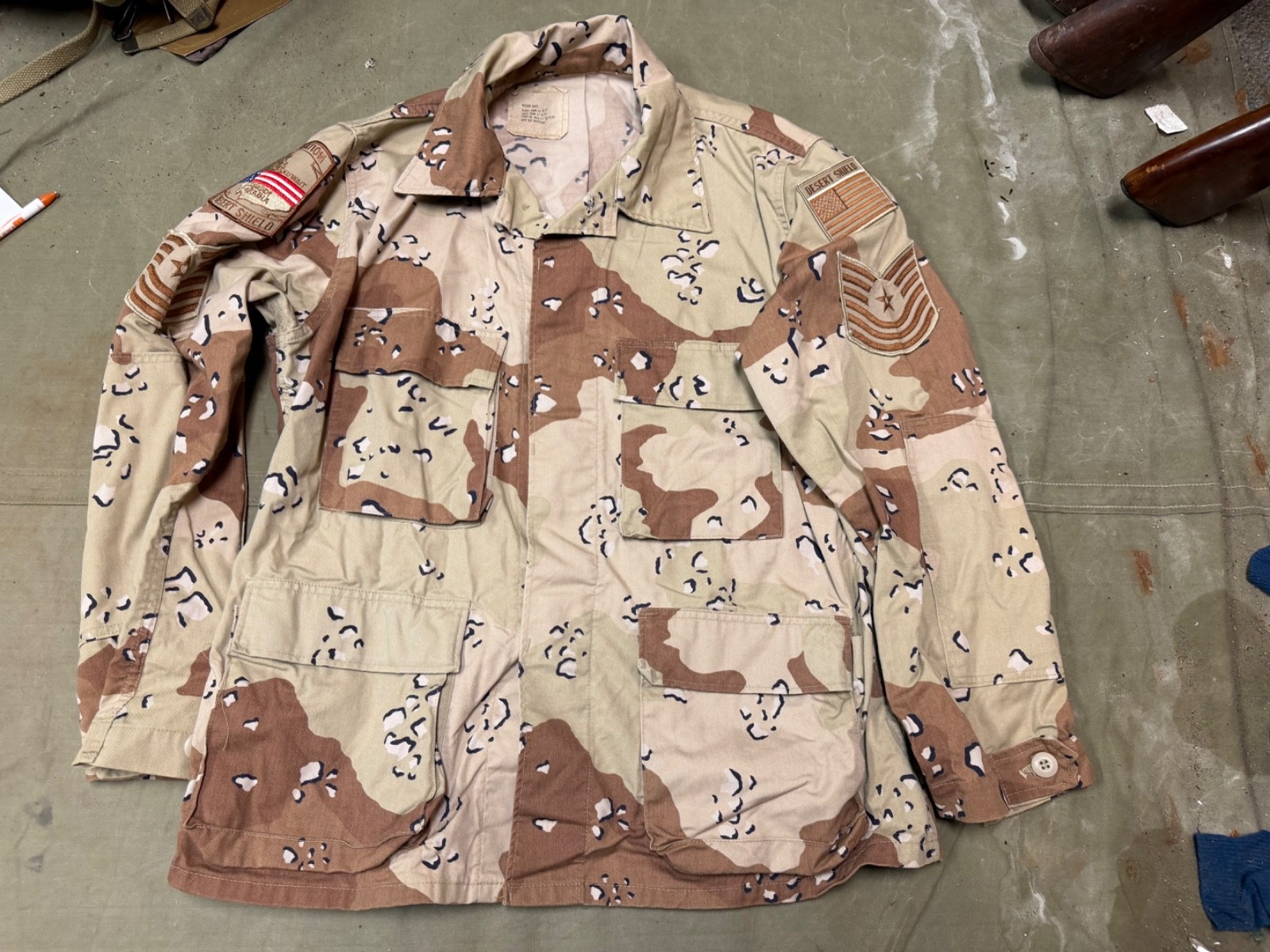 ORIGINAL DESERT STORM US ARMY INFANTRY  CHOCOLATE CHIP CAMO JACKET-MEDIUM SHORT
