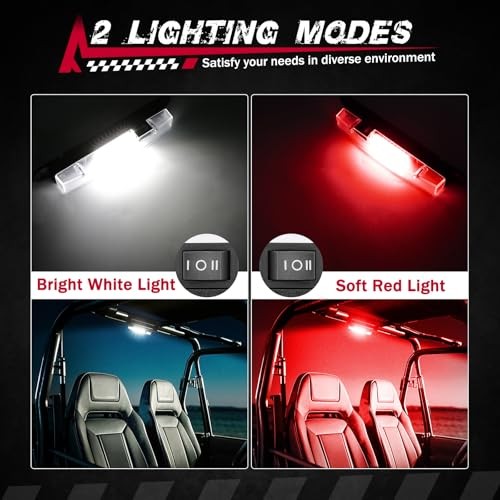 UTV Dome Light, FASTCHOY AUTO Roll Bar Light Interior Dome Lights Red and White