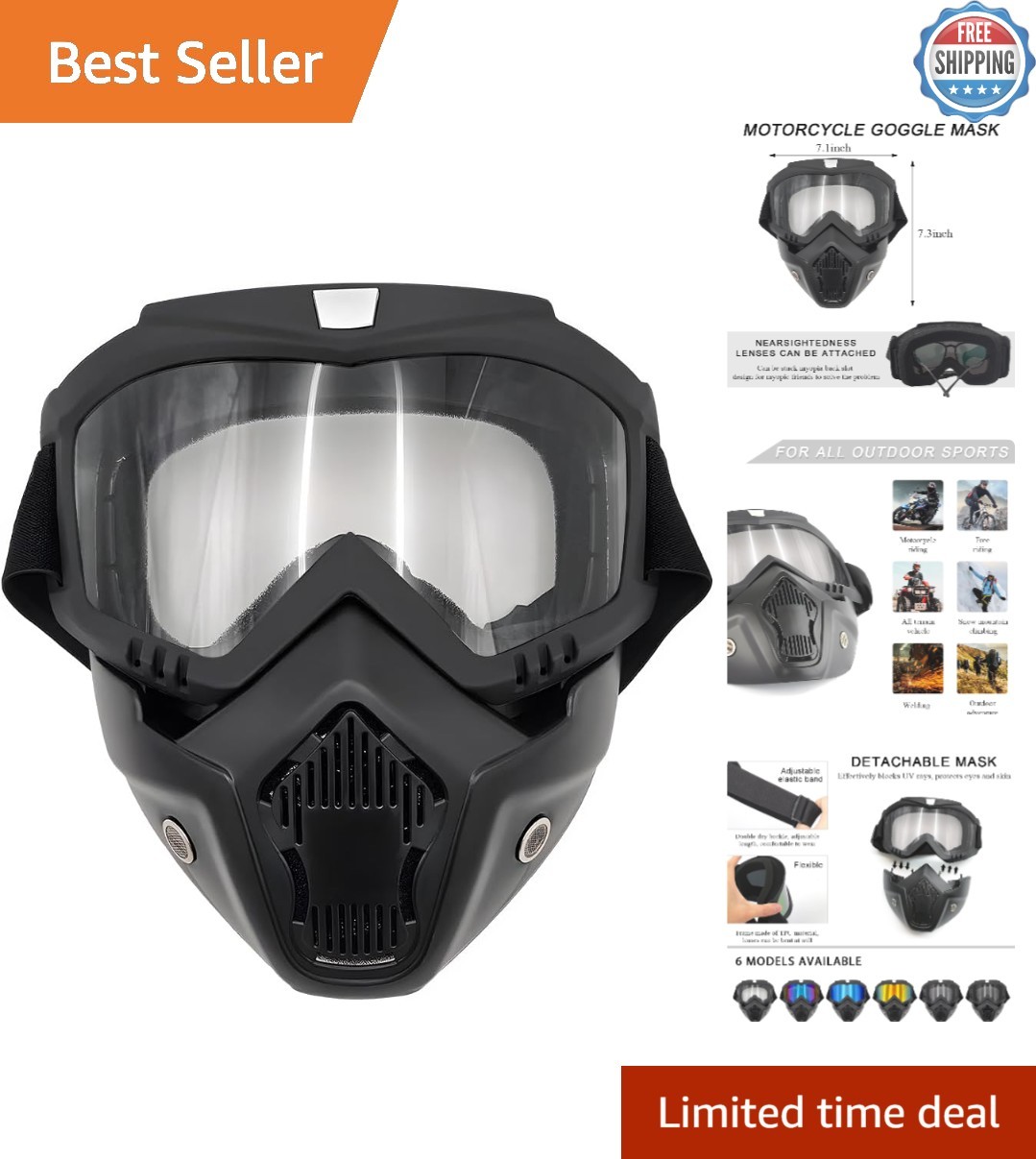 High-Quality Fog-Proof Motorcycle Goggles with UV Protection for Men & Women