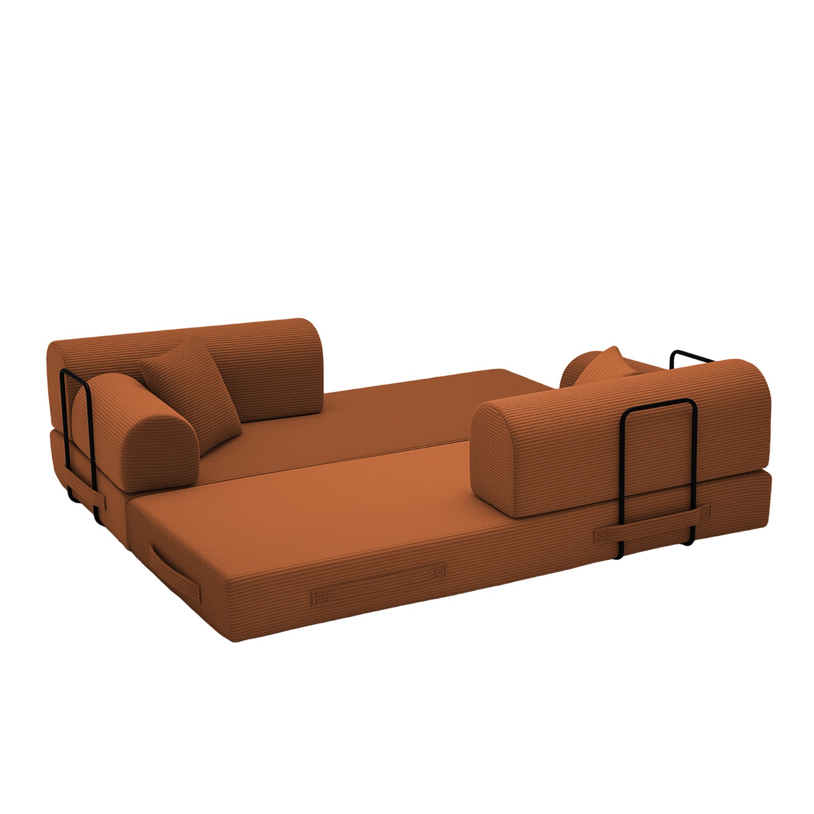 Convertible Sleeper Sofa Bed,Corduroy Folding Mattress Couch with Fixed-Shape Fr