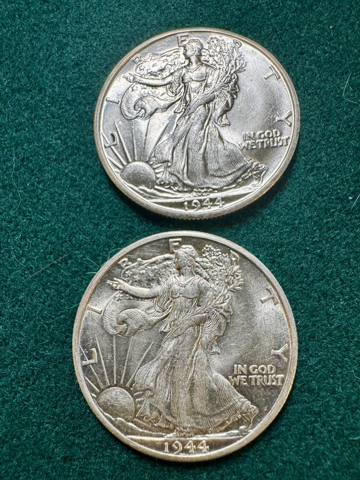 1944-D Walking Liberty Half Dollar Gem BU X 2 #5