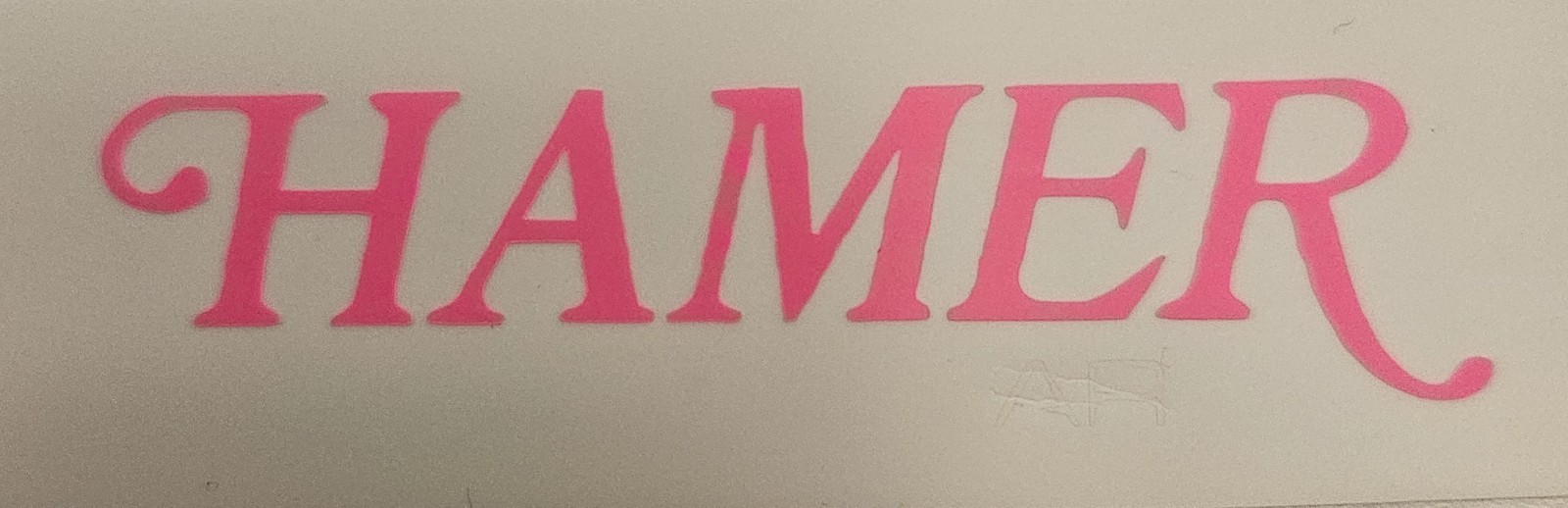 2 Hamer  Headstock Logo Die-Cut Hot Pink Vinyl. Decal  (3 X 3/4 Inch)