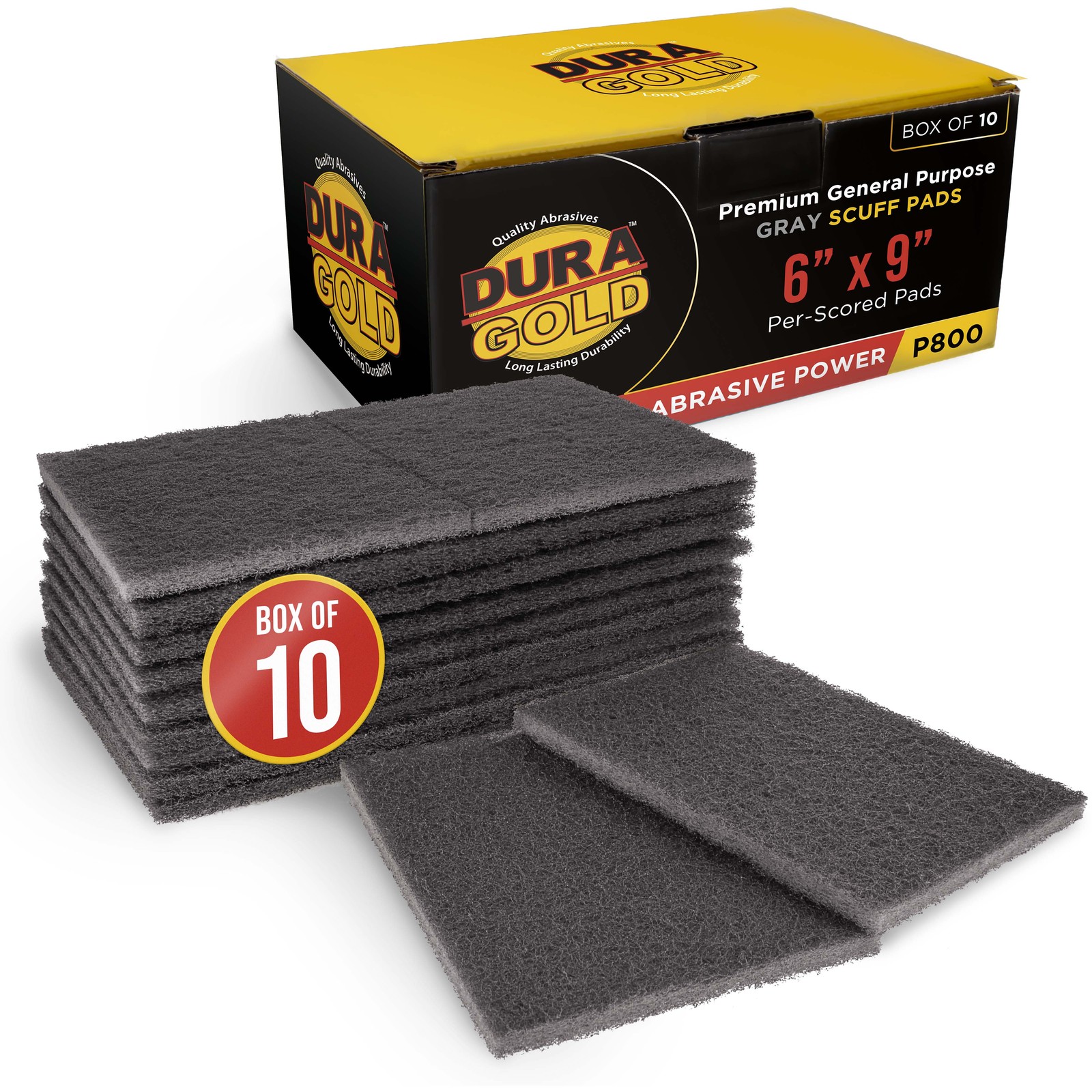 10 Dura-Gold 6" x 9" Gray Ultra Fine Scuff Pads, Sanding, Cleaning, Auto Paint