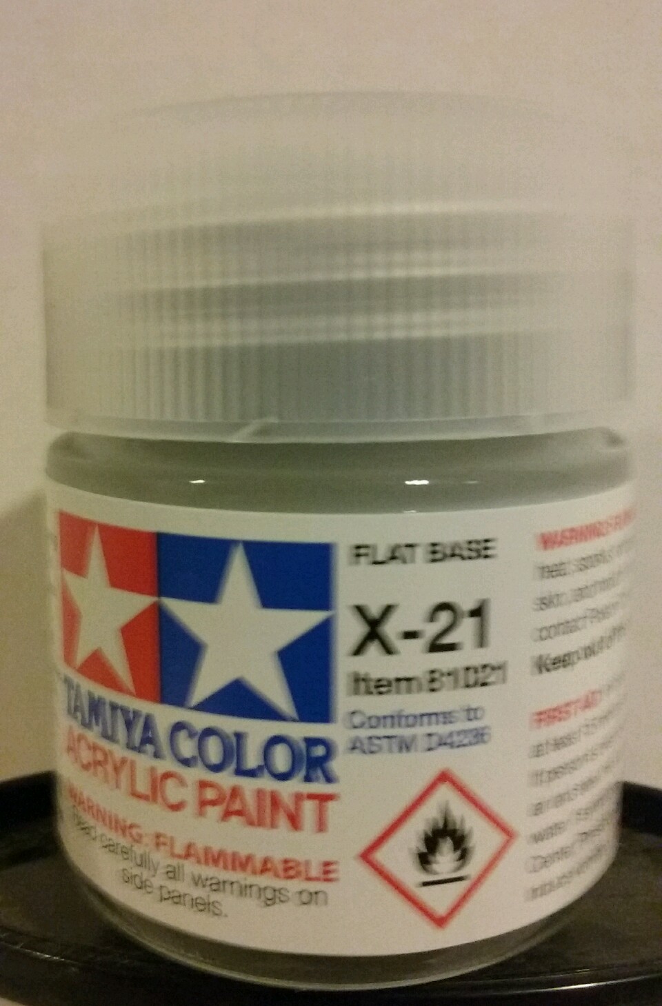 Tamiya acrylic paint X-21 Flat base.  23ml