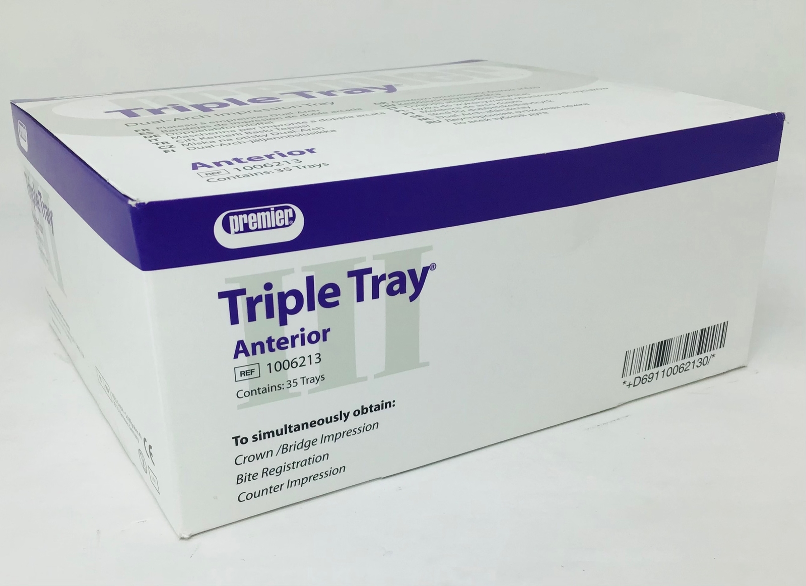 Premier 1006213 Triple Tray Dual-Arch Impression Tray Anterior - Box of 35