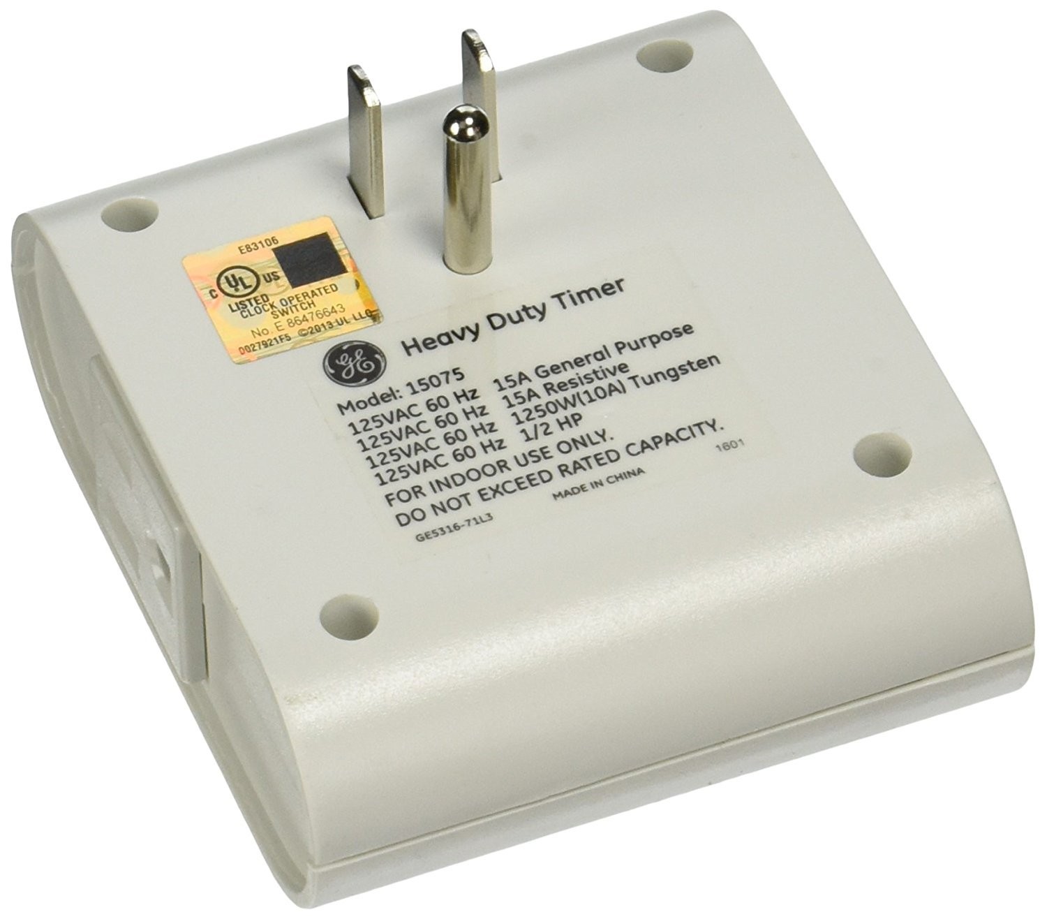 Jasco 15075 Mechanical Couch Timer Plug In White Indoor Lamp Timer Switch
