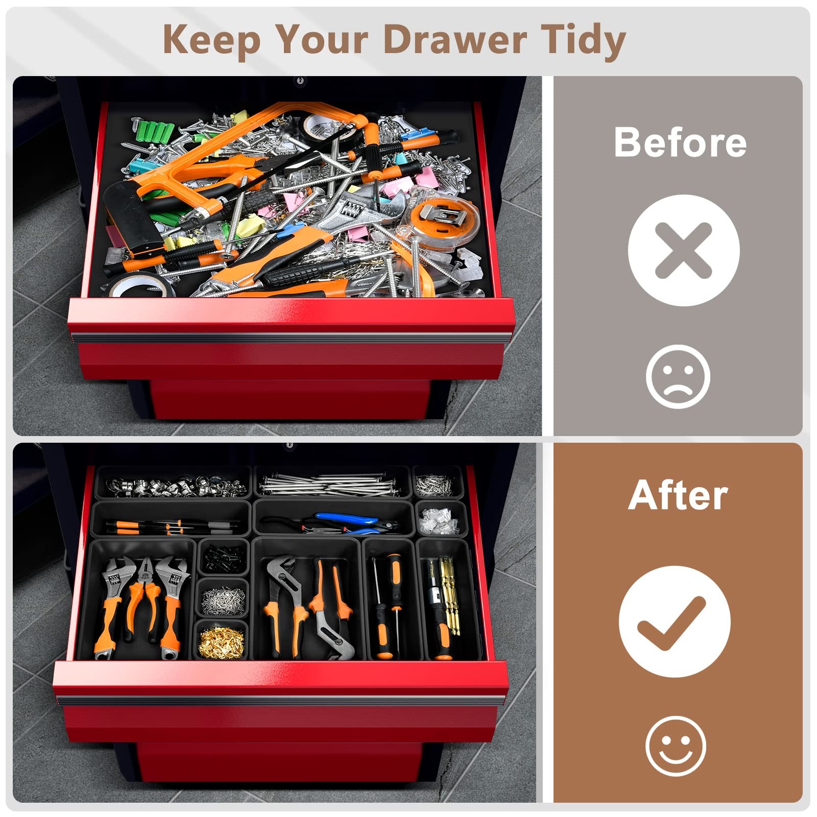 5 Size Tool Box Organizer Tray Divider Set