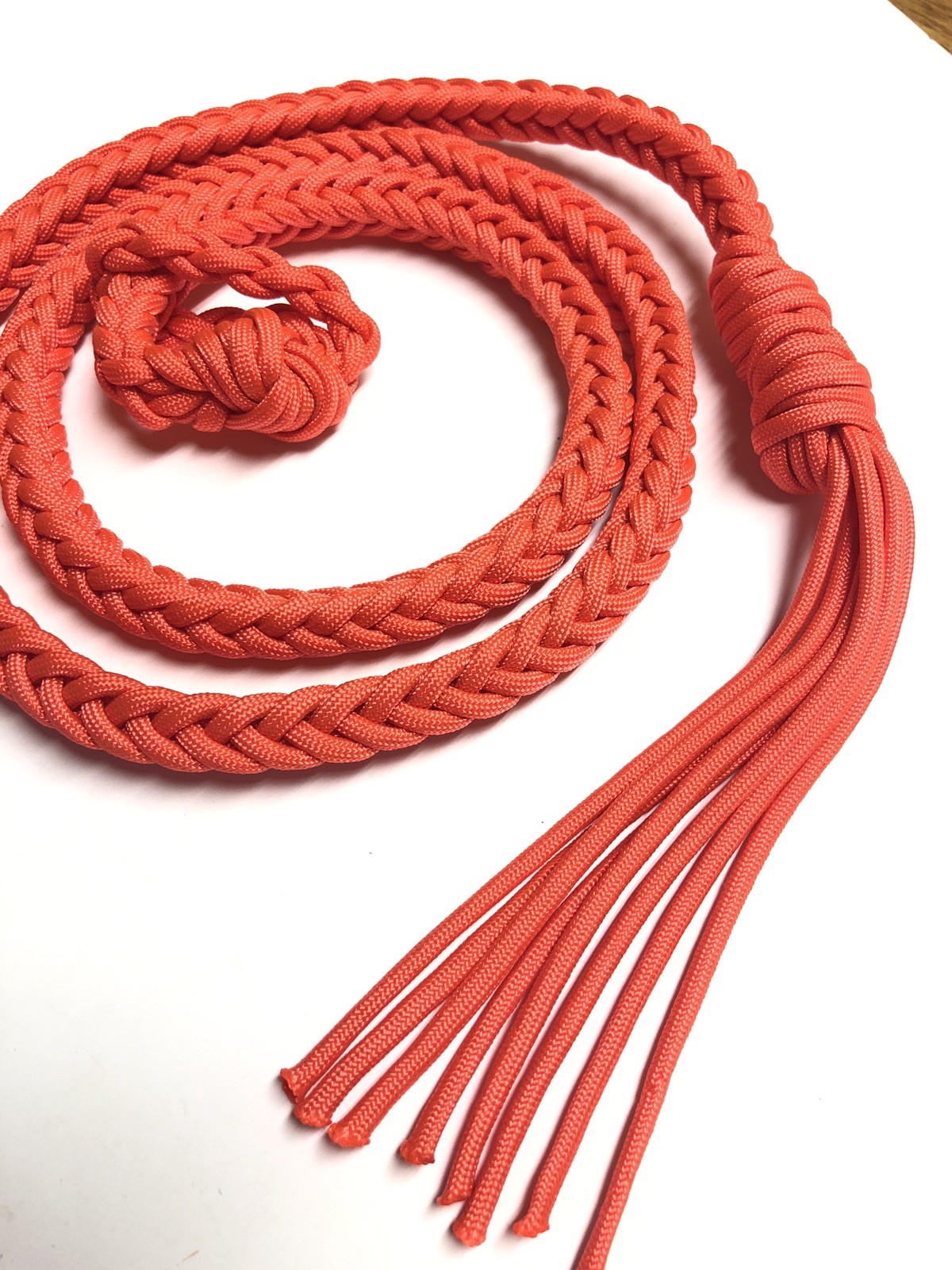orange Paracord over and under braided whip