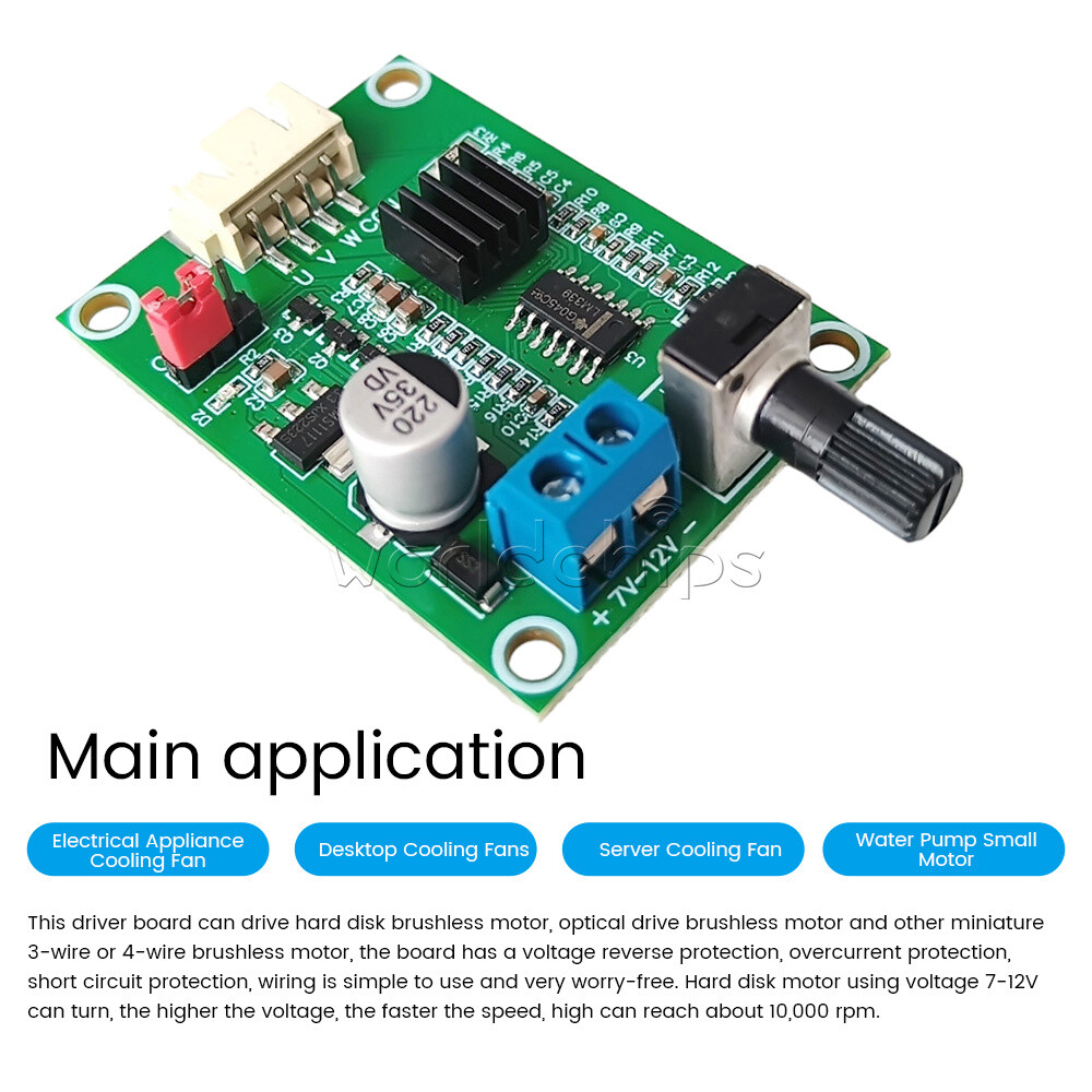 DC7V-12V DC Brushless Motor Driver Board Module Speed Controller + Terminal Wire