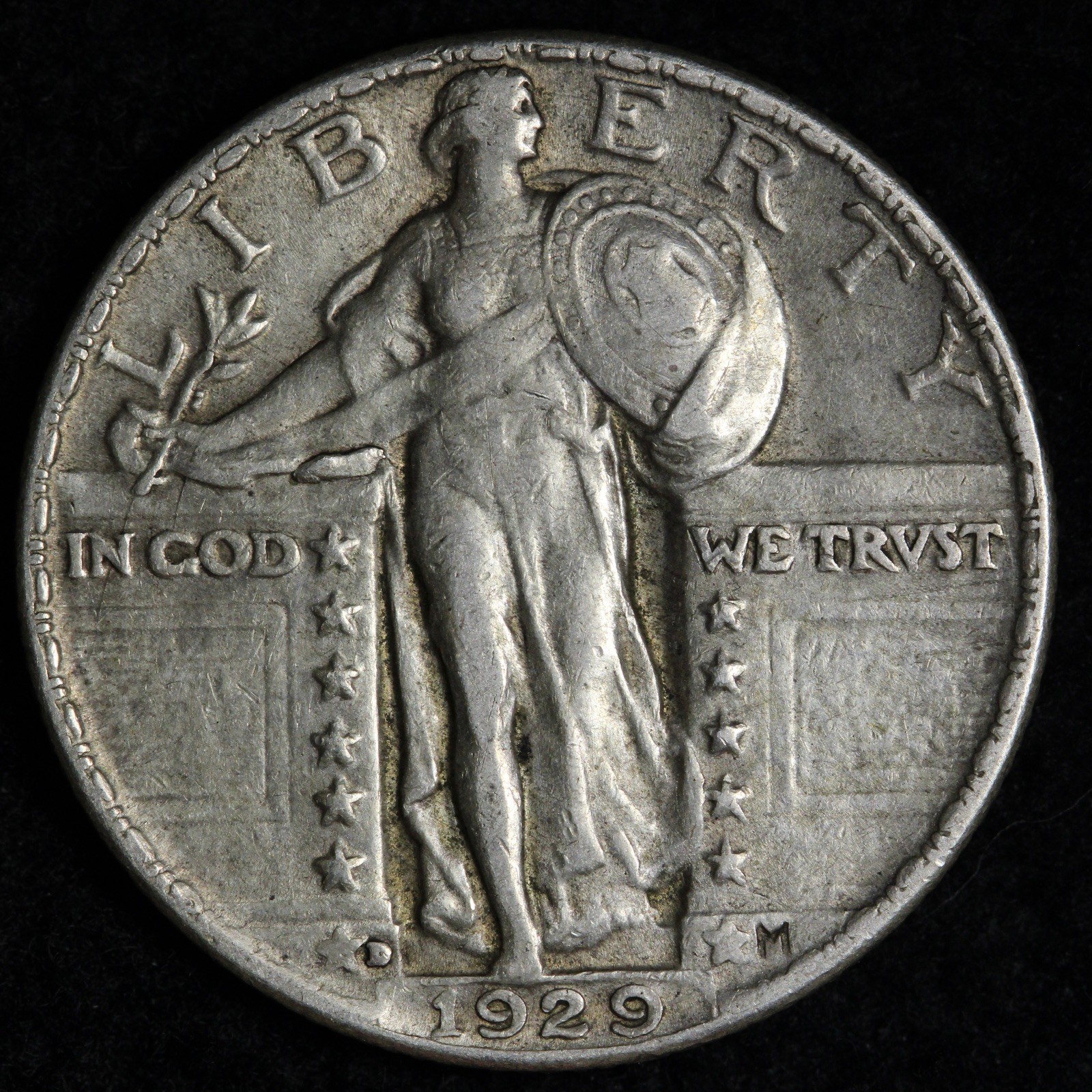 1929-D Standing Liberty Silver Quarter AU E256 SAJER