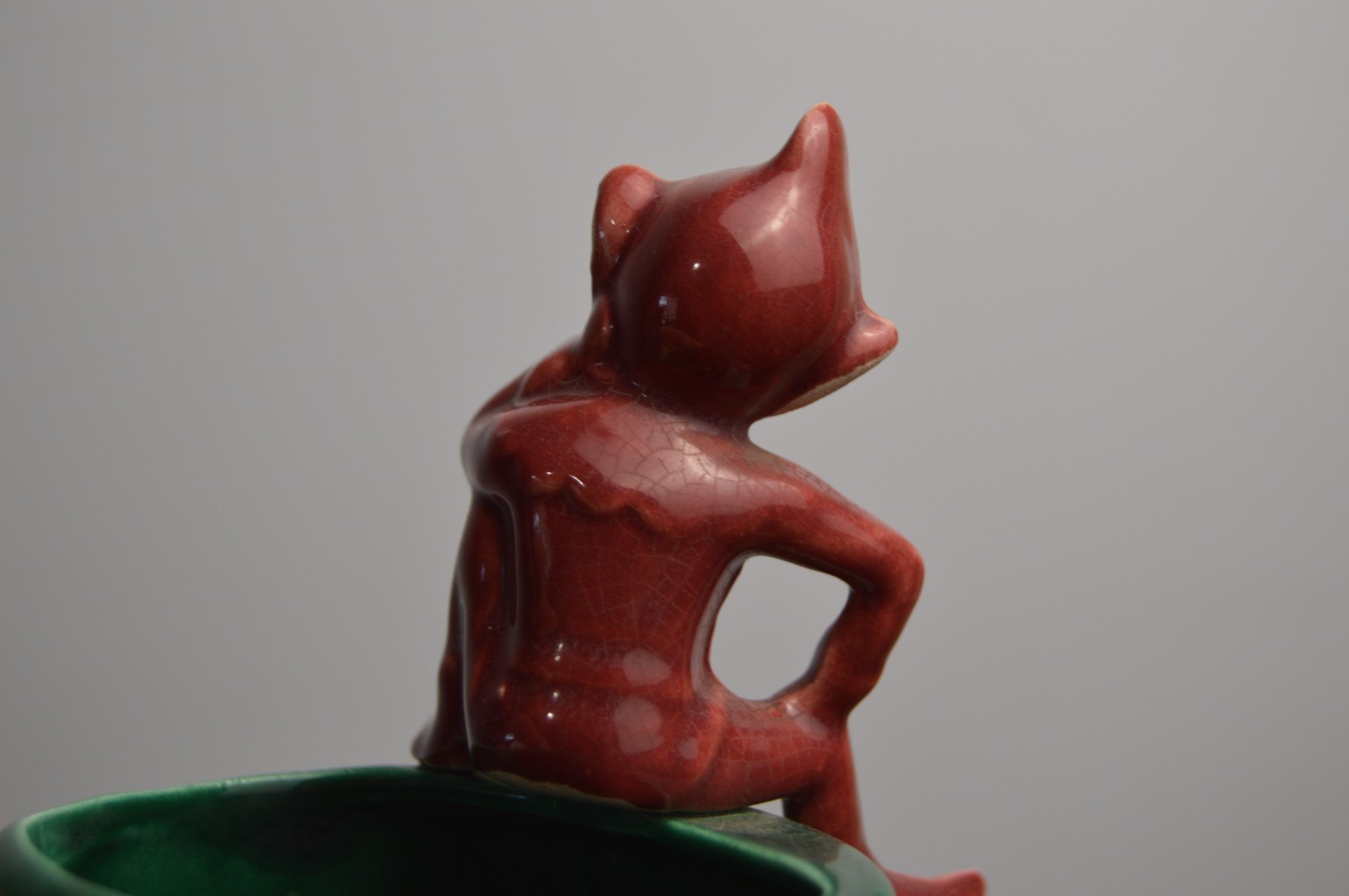 Vintage Pixie Elf Sitting on a Stump Planter MCM Pottery Ceramic Fairy Garden