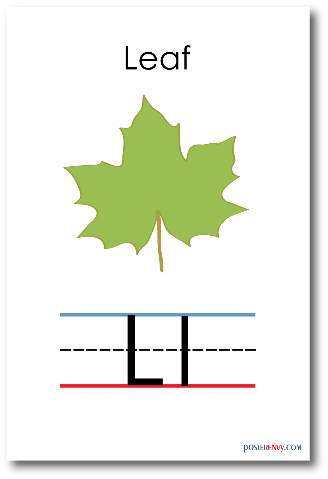 NEW LANGUAGE ARTS POSTER - The Letter L - Leaf Spelling - Alphabet  POSTER