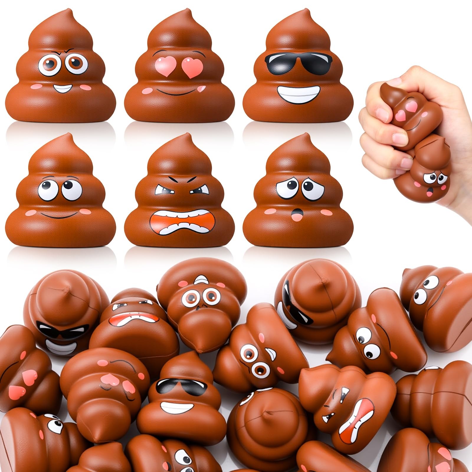 24 Pack Poop Stress Ball Toys Fake Poop Figures 2 Inch Poo Stress Relief Ball...