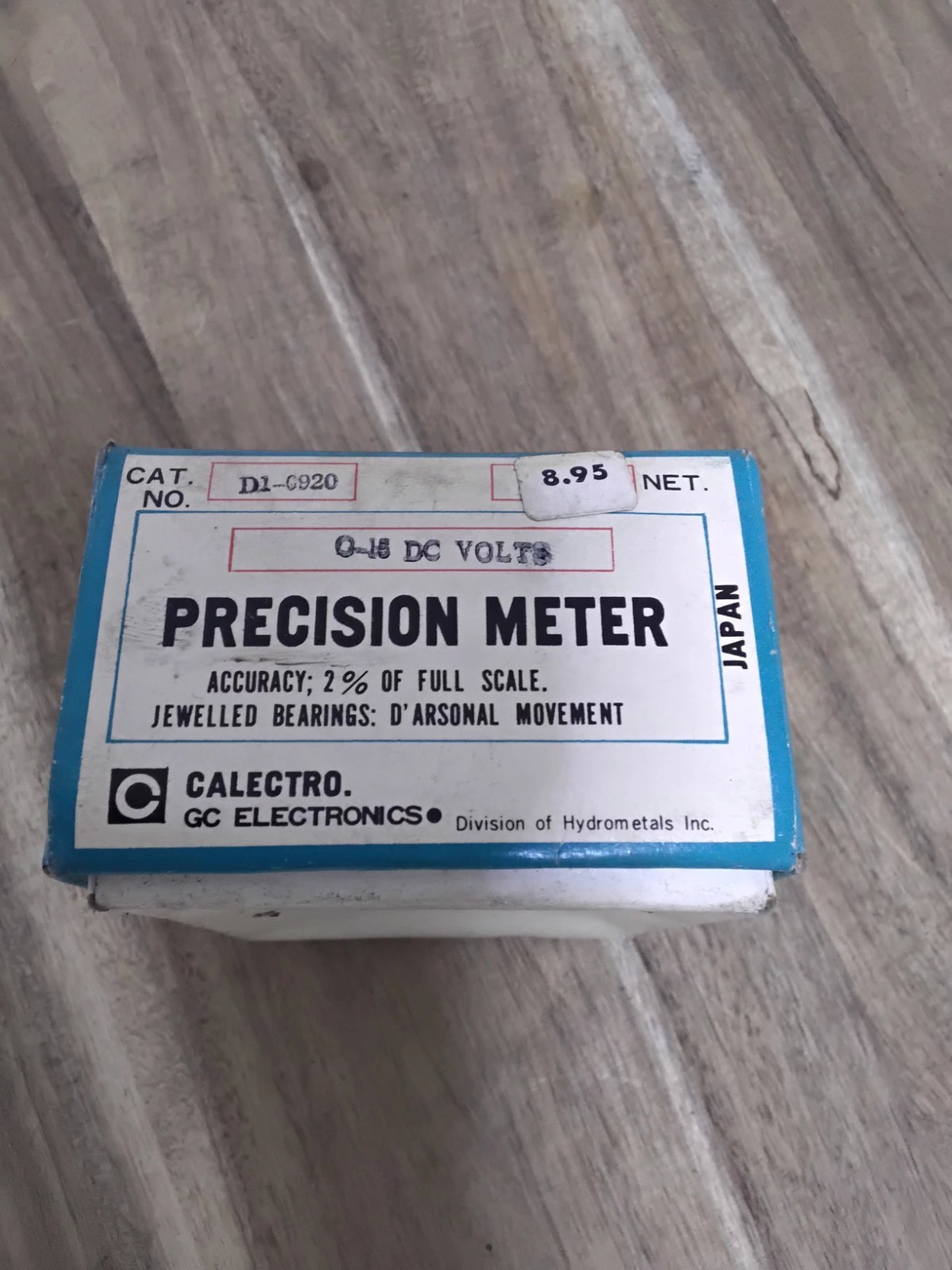 Nos Calectro Precision Meter 0-15 DC Volts No. D1 0920 Made in Japan w/ Box