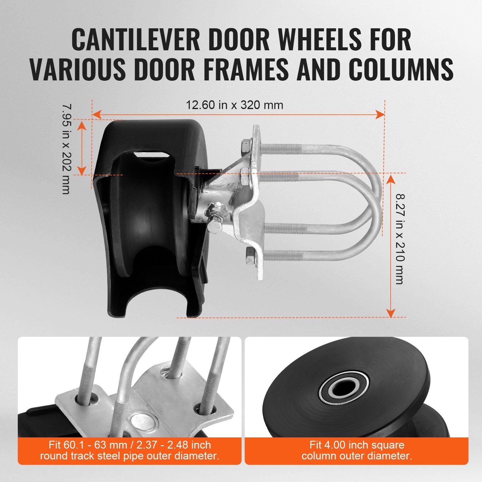 Nylon Roller Sliding Gate Kit: Heavy Steel Frame, 4 Dustproof Wheels, Easy Setup