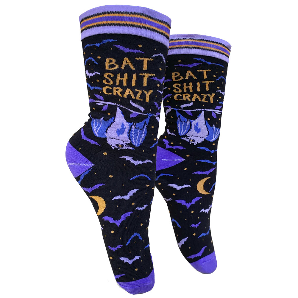 Groovy Women's Crew Socks Gothic Bat Crazy Halloween Fun Novelty Footwear