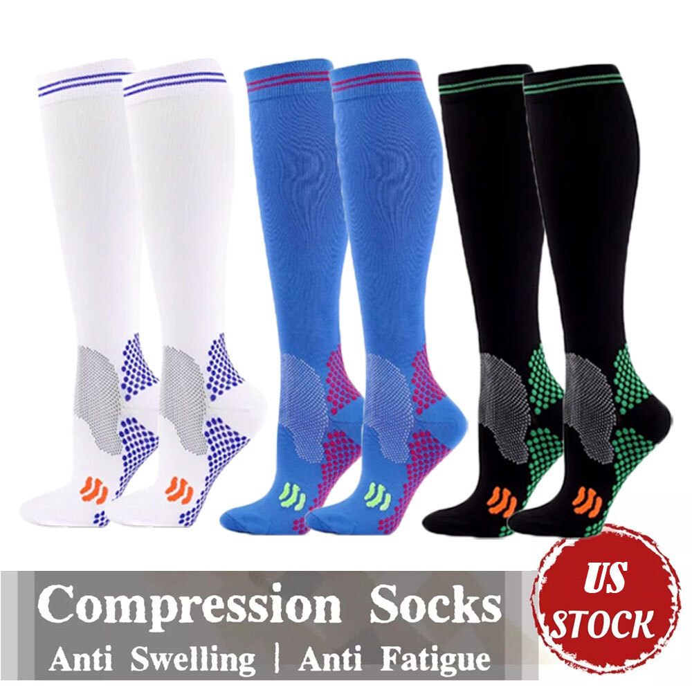 3Pairs Men's Diabetic Over The Calf - Knee High Compression Socks Edema Socks