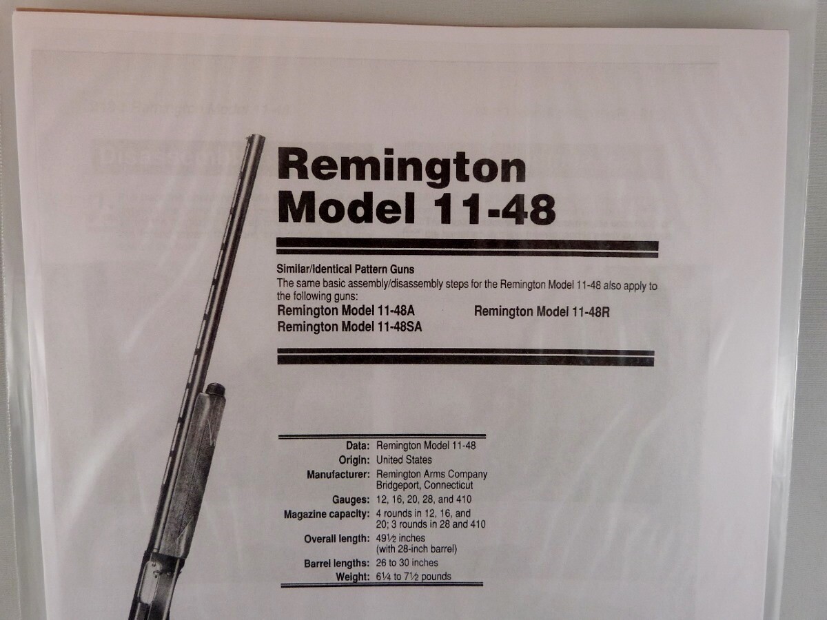 REMINGTON MODEL 11-48 SHOTGUN BREAK DOWN INSTRUCTION KIT