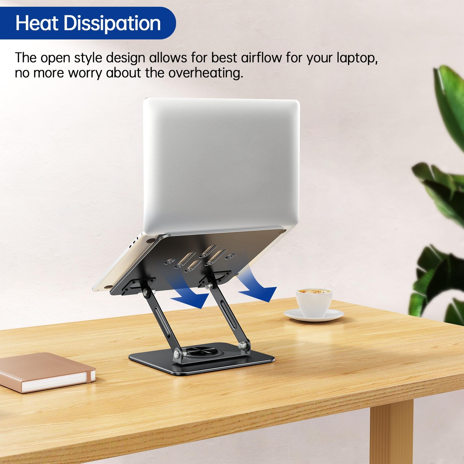 Laptop Stand with 360° Rotating Base, Ergonomic Adjustable Notebook Riser, Fo...
