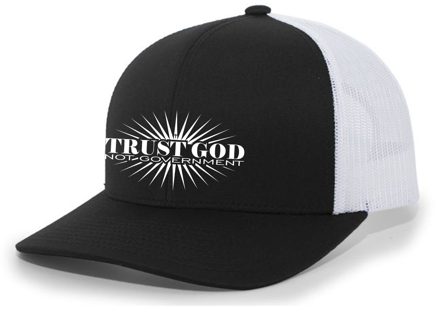 Trust God Not Government Christian Mens Hat Embroidered Mesh Back Trucker