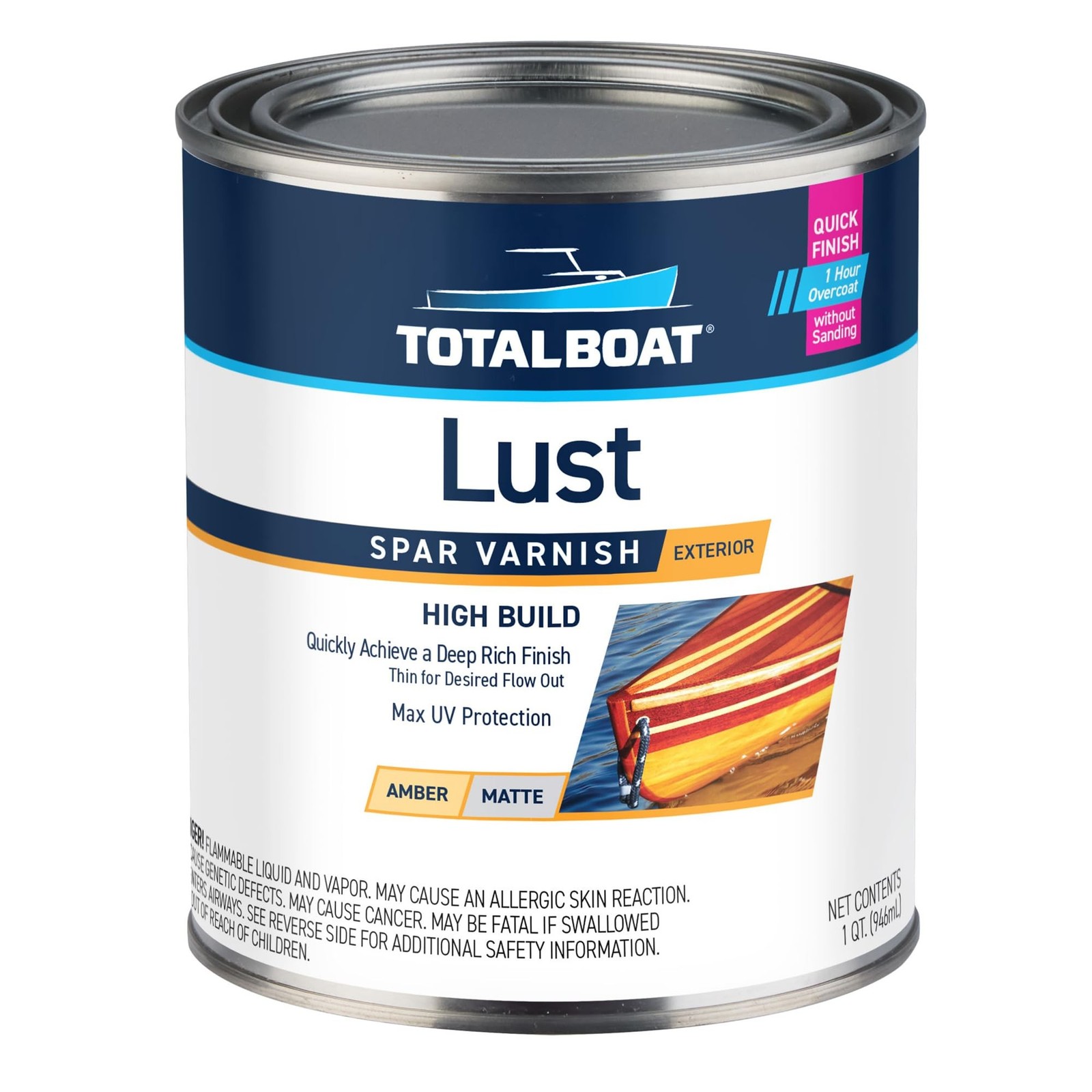 TotalBoat Lust Marine Varnish, High Gloss and Matte Finish for Wood, Boats, O...