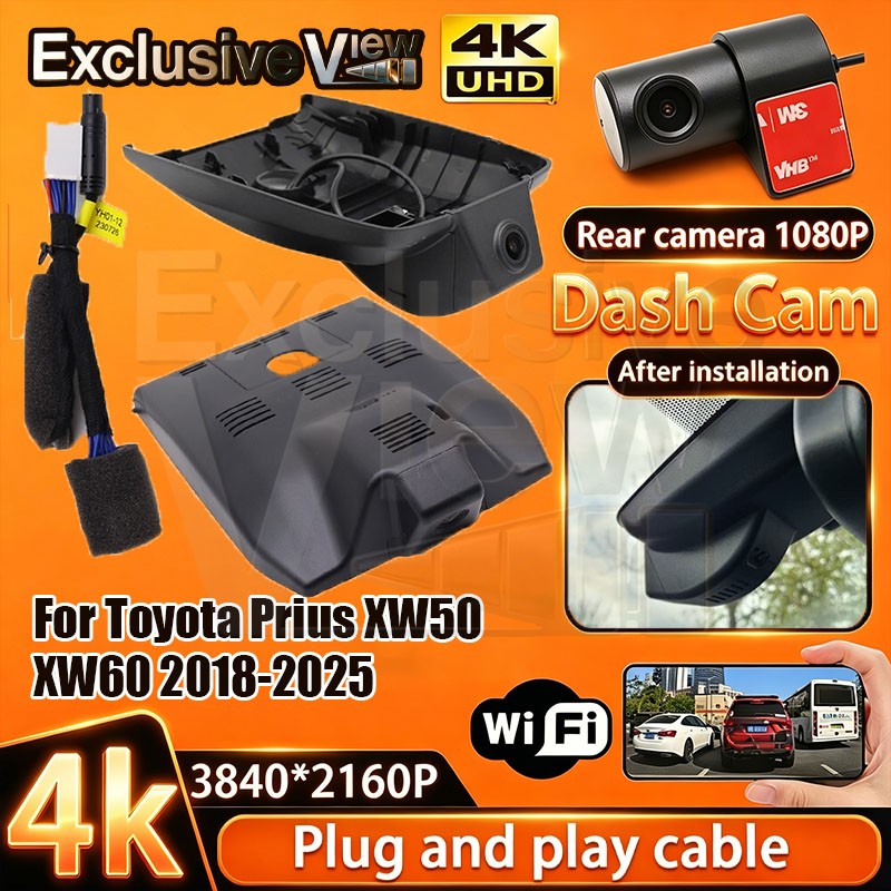 Plug and Play 4K Wifi DVR Dash Cam Camera For Toyota Prius XW50 XW60 2018-2026