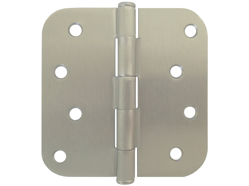 Brushed Nickel 4" x 4" Round Corner Exterior Door Hinge Hinges US15 4 Inch