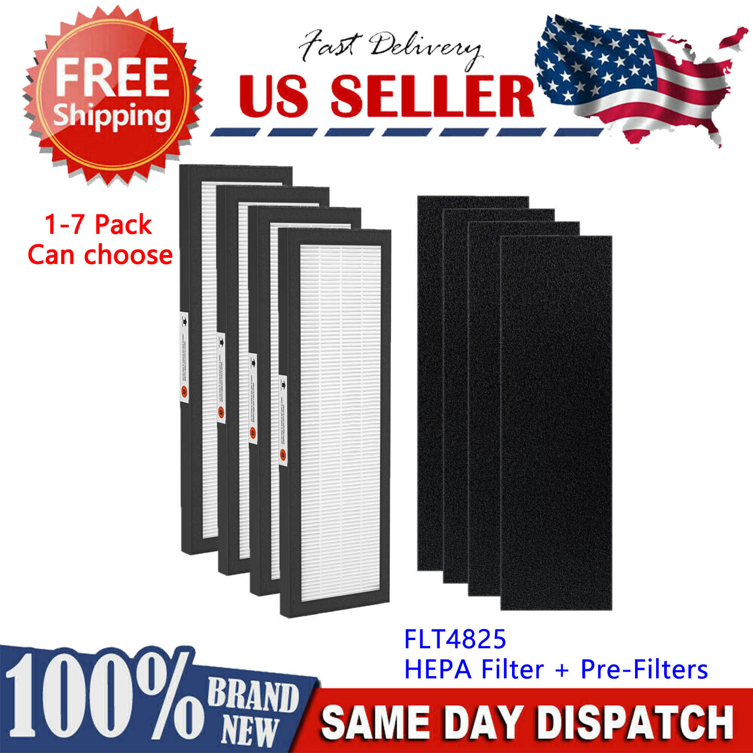 FLT4825 Filter B Compatible with Germ Guardian AC4825 AC4850PT Air Purifiers