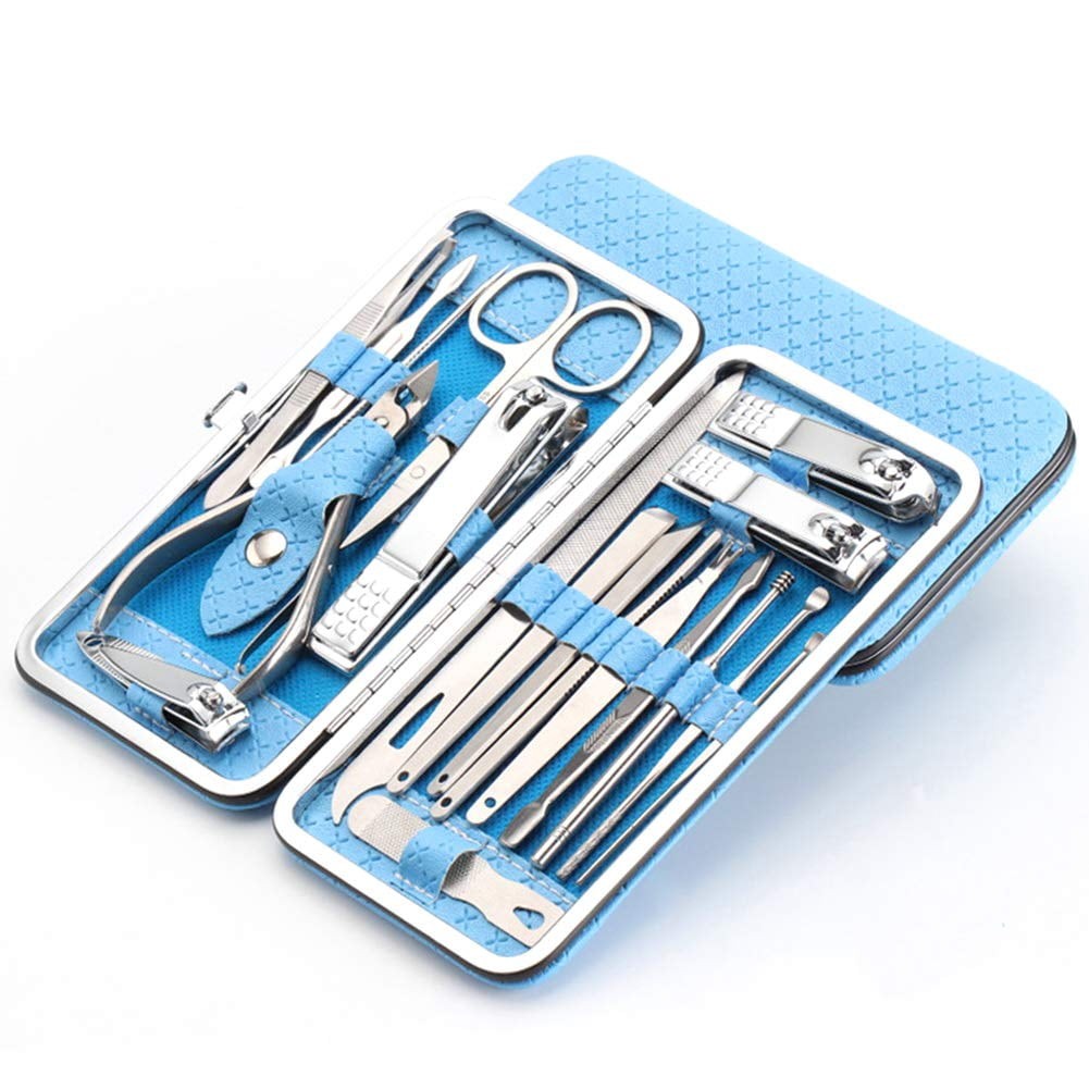 19pcs Manicure Pedicure Set with Nail Clippers and Scissors Grooming Kit