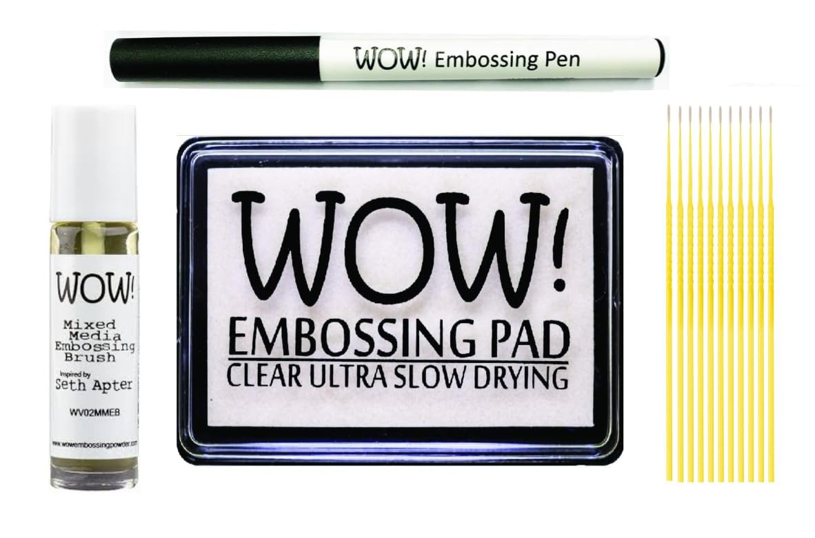 Wow! Embossing Bundle - Clear Embossing Ink Pad Ultra Slow Drying, Mixed Media