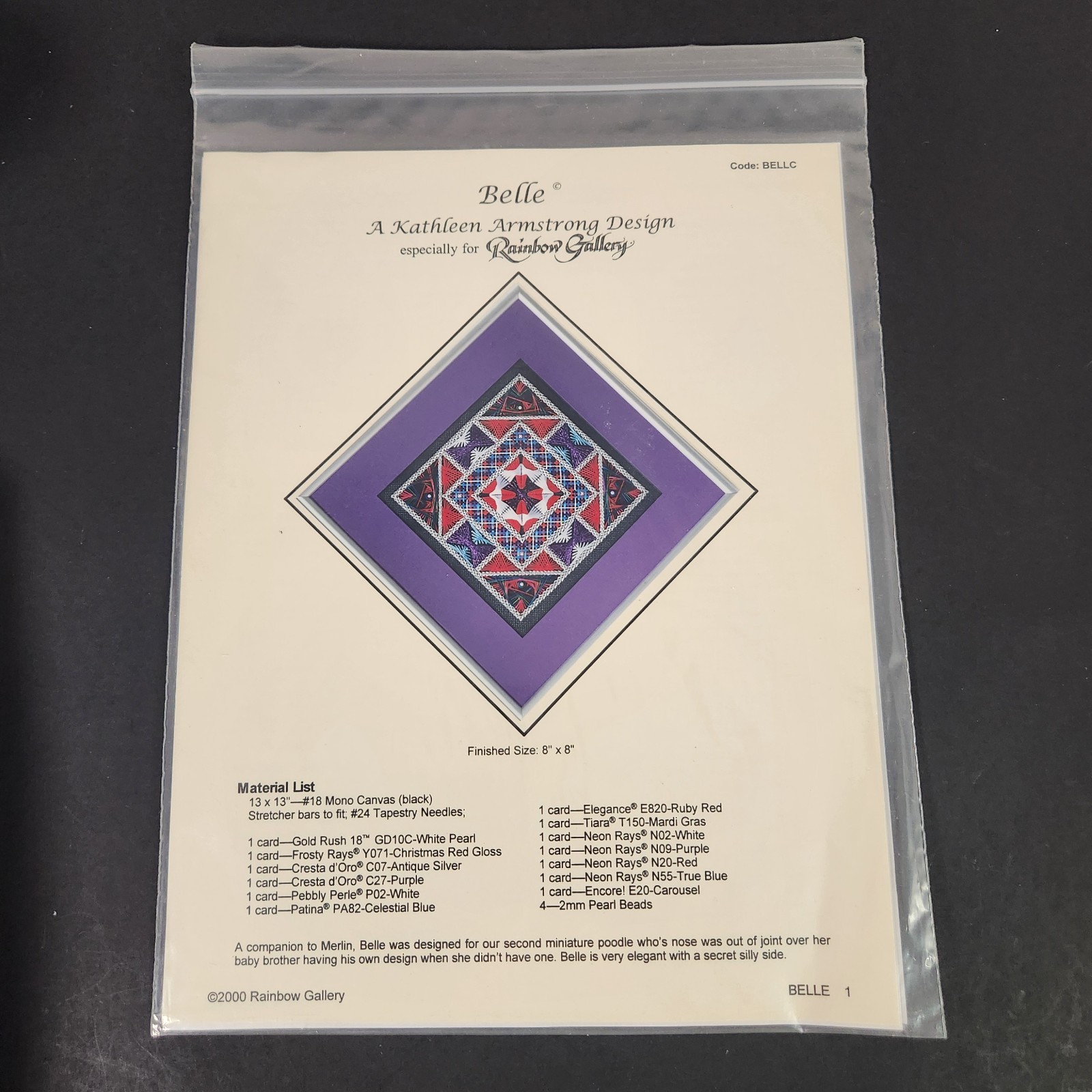 Kathleen Armstrong Design Belle Needlepoint Pattern Chart BELLC