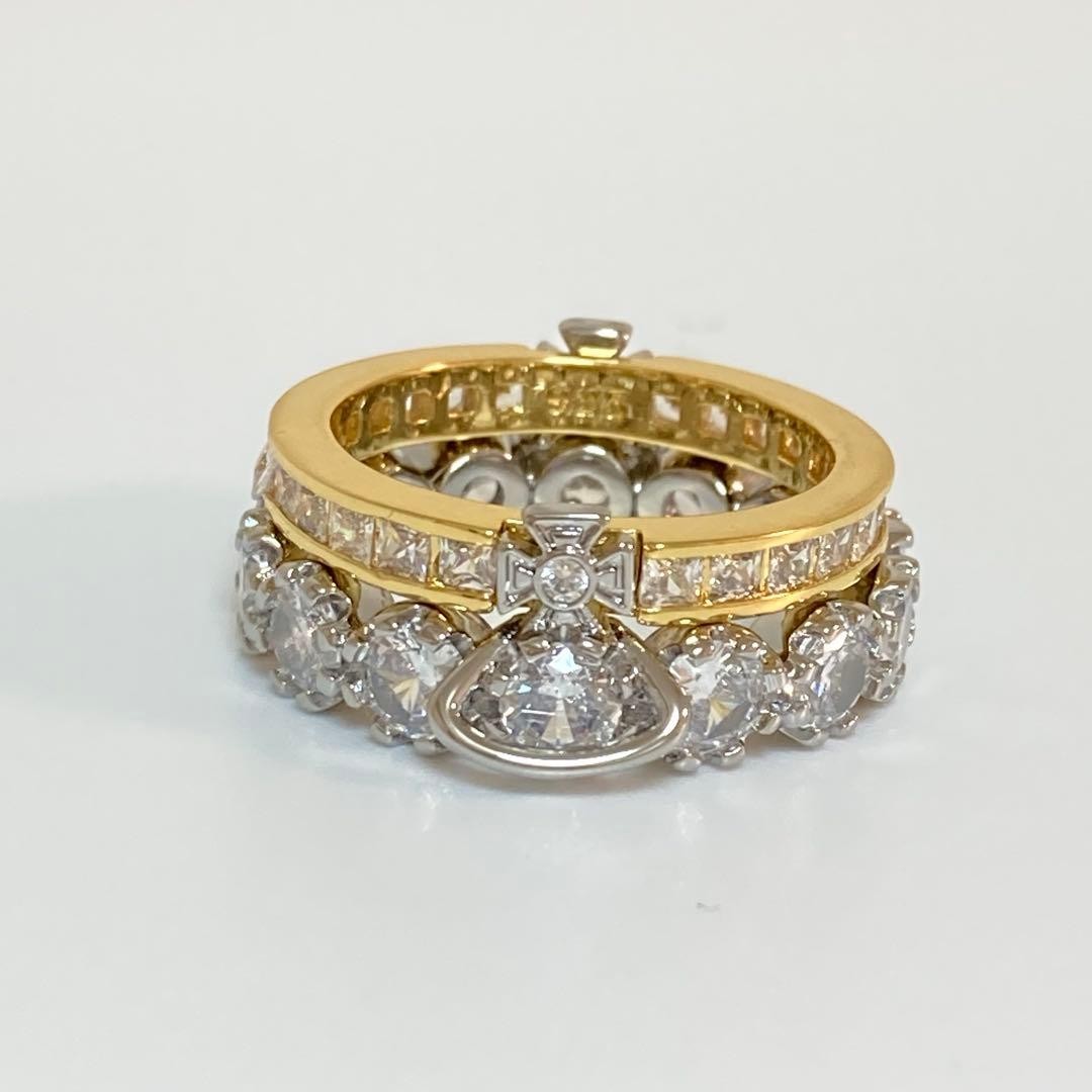 Vivienne Westwood Two-Tone Detachable Ring Size 6.5 Sliver Gold with drawstring