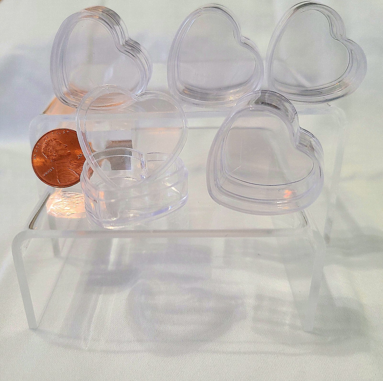 Acrylic Clear Transparent Heart shaped Container Gift Favor Box Crafts 5 Boxes
