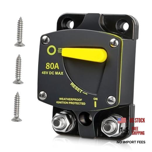 BS6080 80A Amp Circuit Breaker W/Manual Reset Switch DC 12-48V for Car Audio