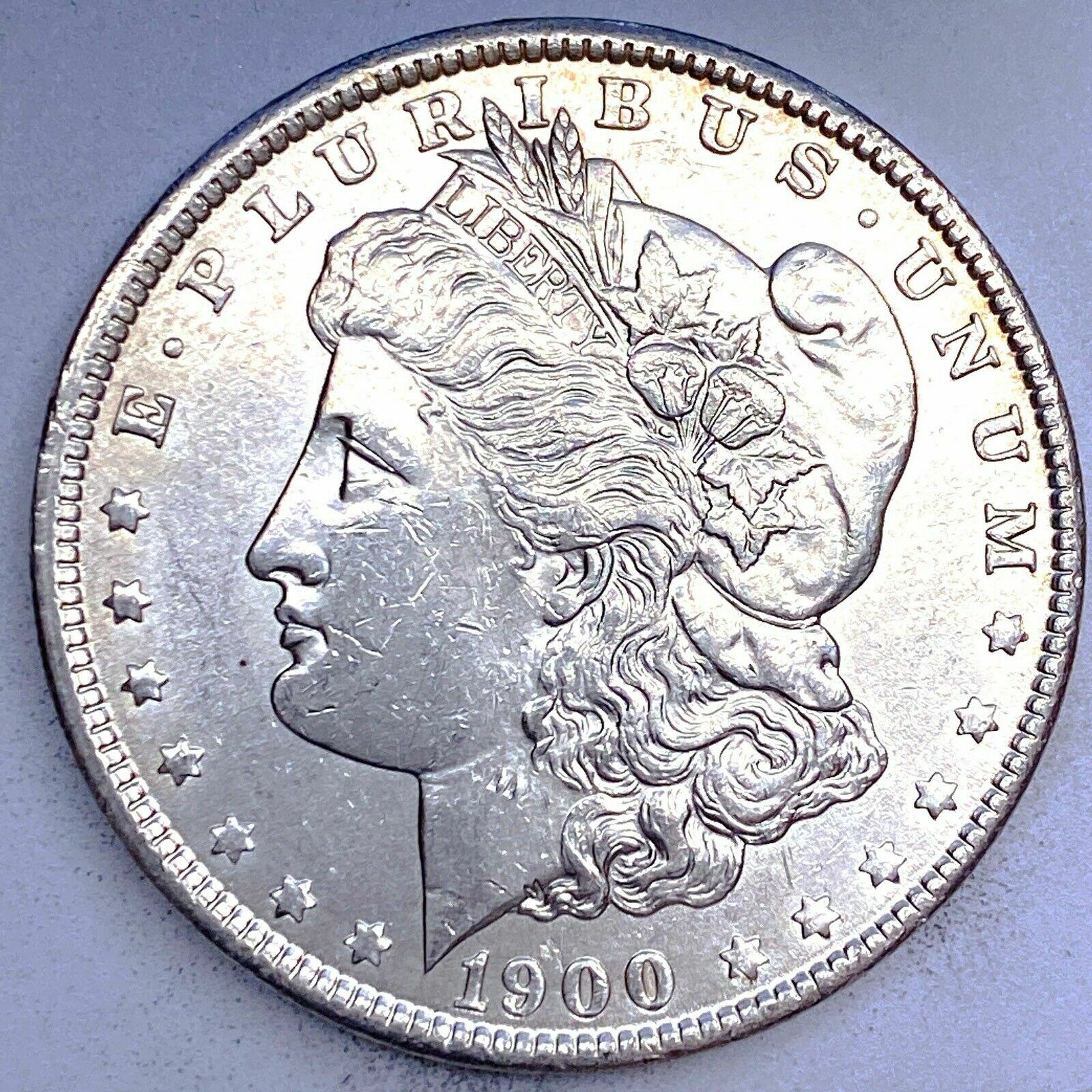 1900  CIRCULATED MORGAN SILVER DOLLAR 90% SILVER $1 US COIN -NICE!  F14