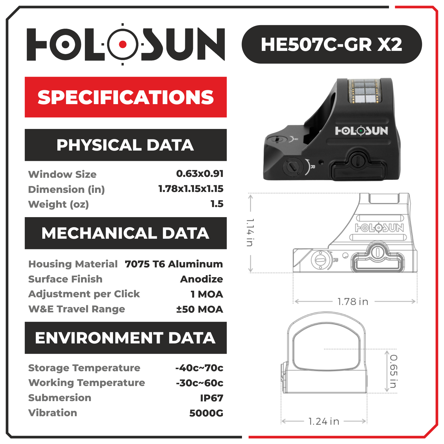 Holosun Elite Green Dot Sight HE507C-GR X2