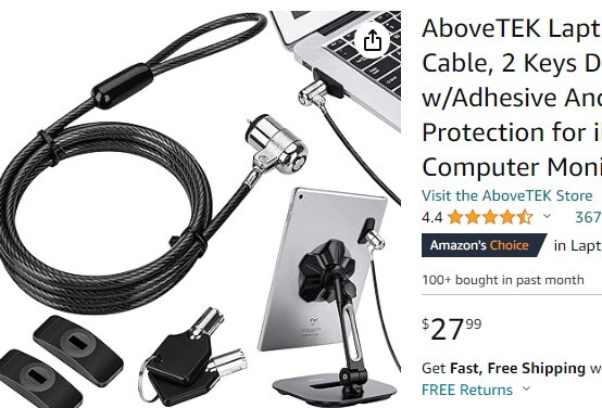 Universal Security Lock Cable Laptops Tablets Smartphones Anti Theft Protect 72"