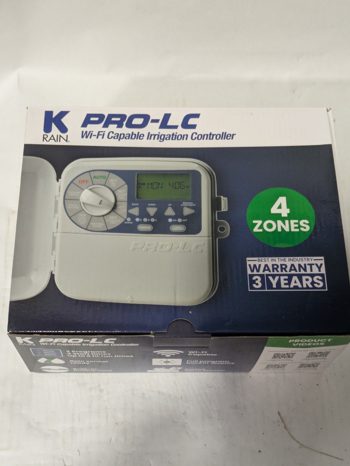 K-Rain PRO-LC 4-Zone Wi-Fi Ready Irrigation Controller NOSTR - OPEN BOX (READ)