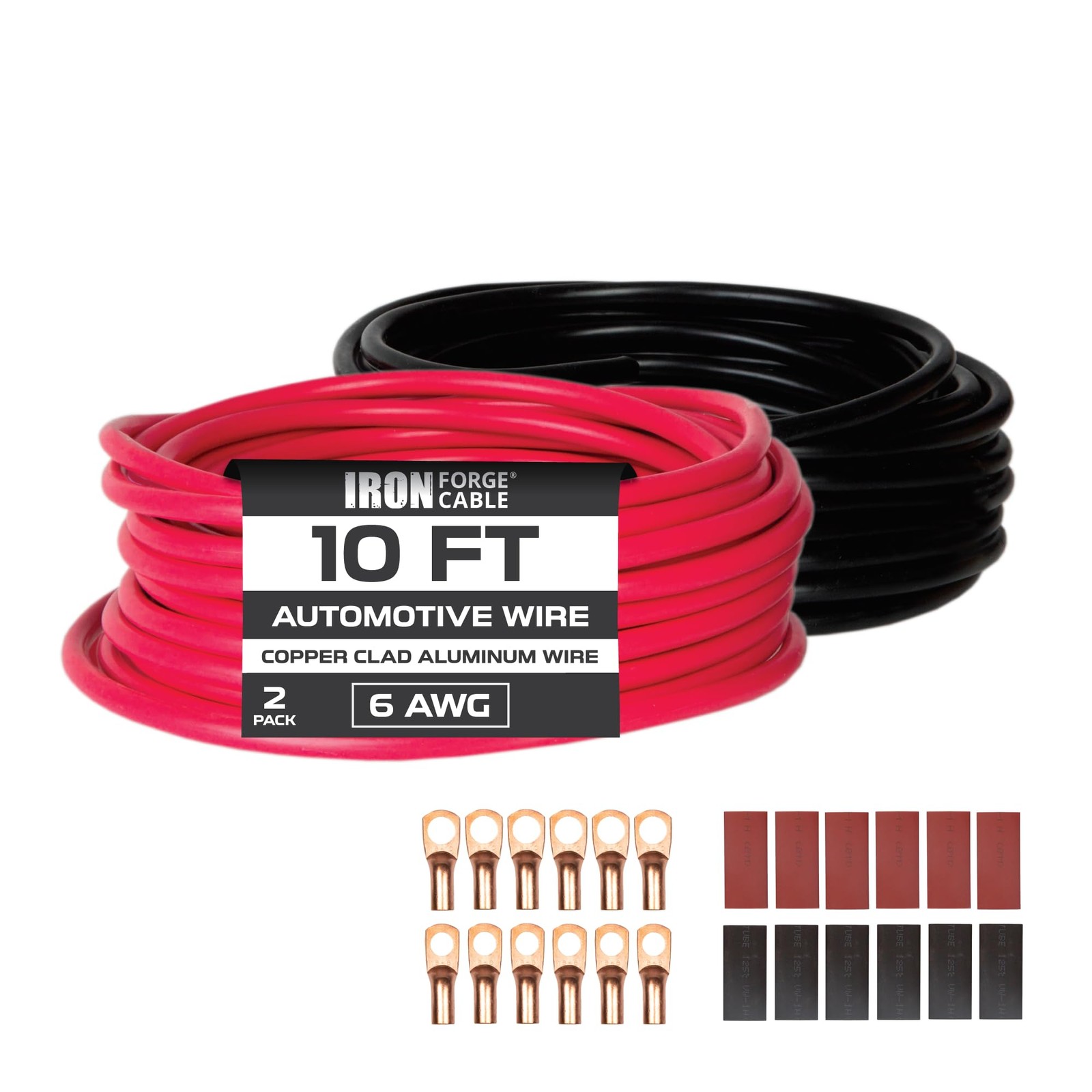 20 ft 6 Gauge Wire - 2 Pack 10ft Copper Clad Aluminum Primary Cable 6 AWG Hea...
