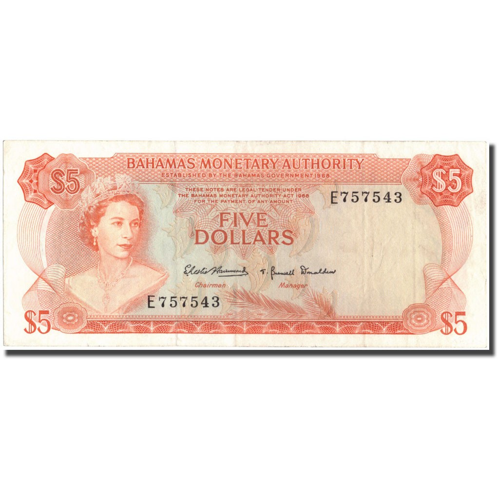 [#213986] Banknote, Bahamas, 5 Dollars, 1968, KM:29a, EF