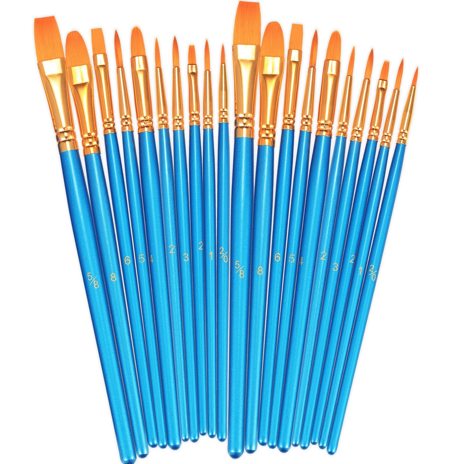 BOSOBO Paint Brushes Set, 2 Pack 20 Pcs Round-Pointed Tip Nylon Hair Artist A...